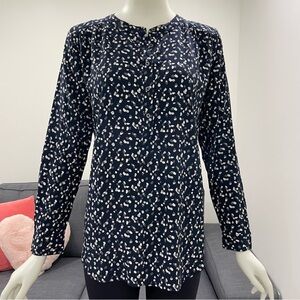 LOFT Outlet Flowy Rayon Tunic Blouse with Long Sleeves Front Buttons Size Small